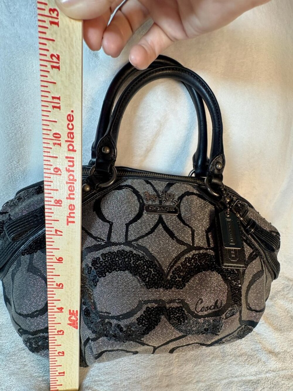 Coach Madison Sequin Op Art Sophia Lurex Satchel - Picture 8 of 15